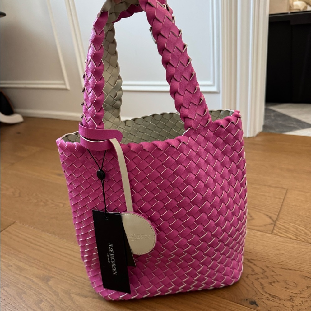 Ilse Jacobsen Reversible Mini Tote Bag - Azalea Pink Sand / Cream - NWT - Picture 2 of 9